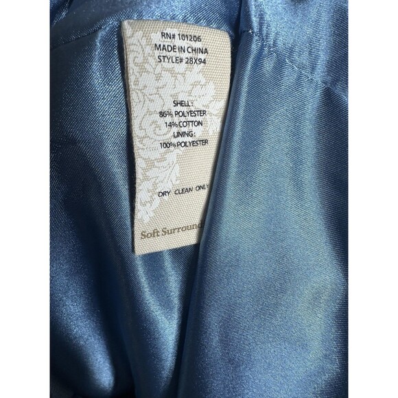 NEW Soft Surroundings Coat Womens XL Blue Damask Jacquard Topper Style 28X94 - Picture 7 of 9